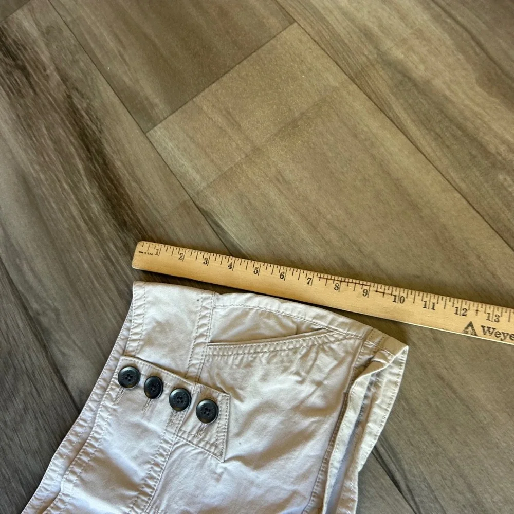 2000's Express Womens Khaki Sailor Mini Shorts Tan Low Rise Button Front Size 0